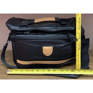 Vintage Performance Video Leather Camera Camcorder Bag Large w/ zippered pockets